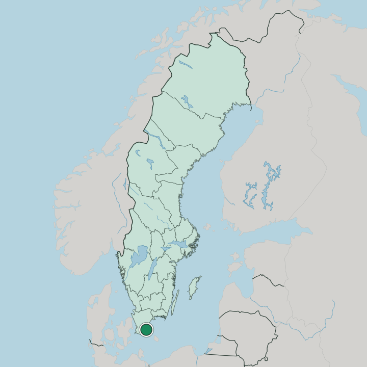 Map showing Tomelilla — In Sweden