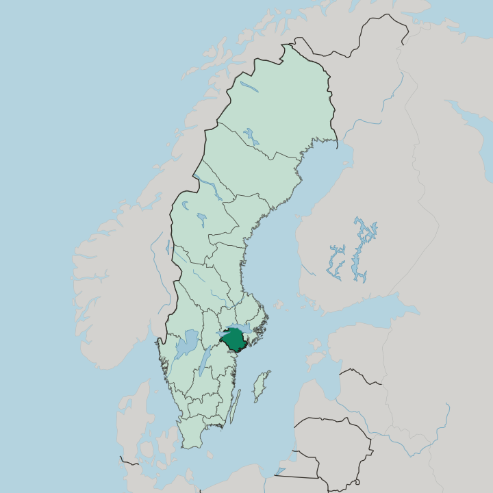 Map showing Södermanland County — In Sweden