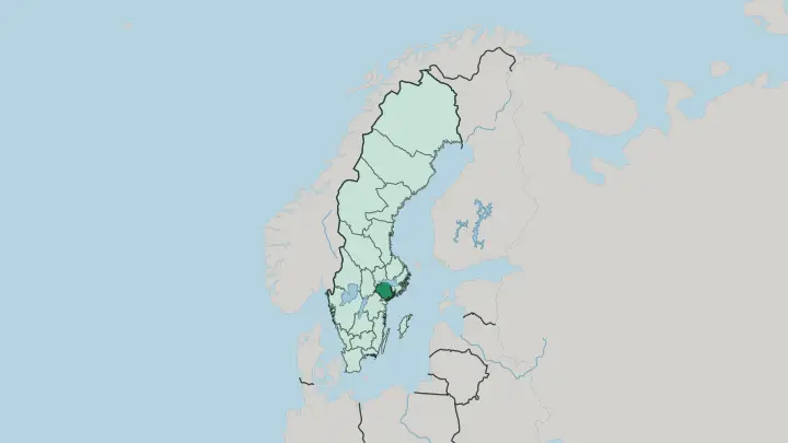 Map of Södermanland County in Sweden