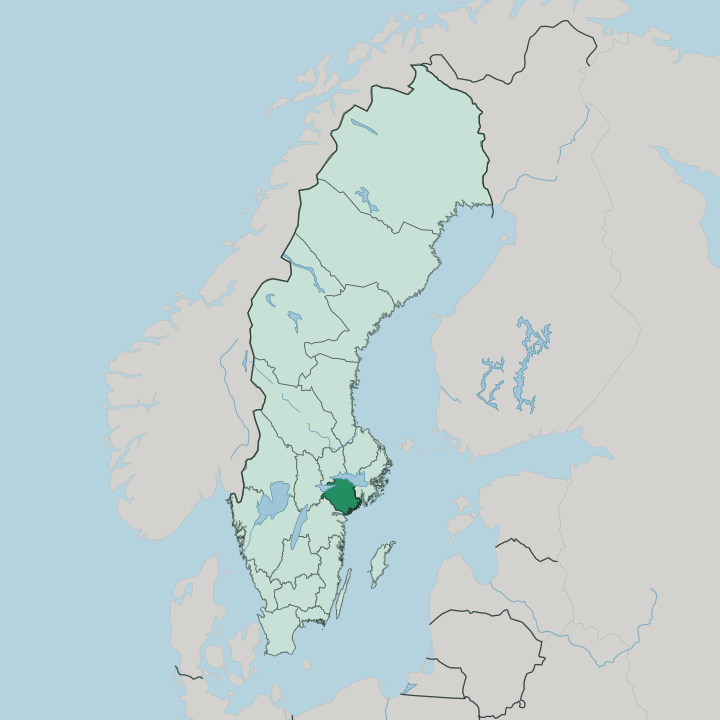 Map showing Södermanland County — In Sweden