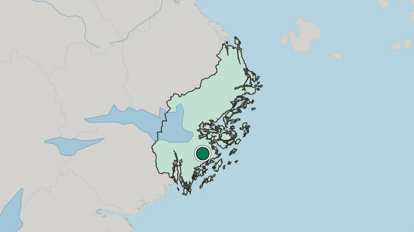 Map of Haninge in Sweden