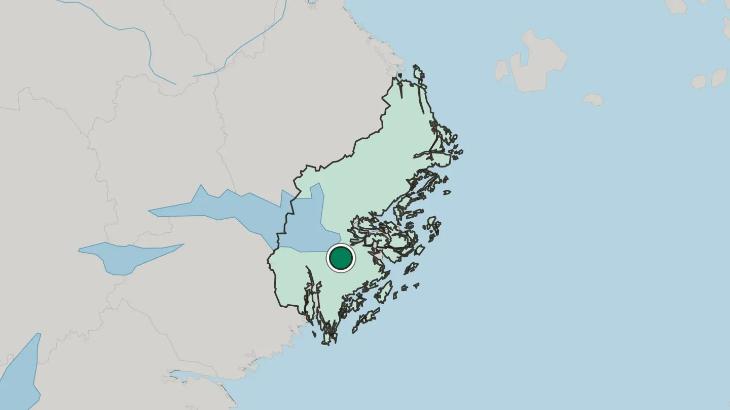 Map of Huddinge in Sweden