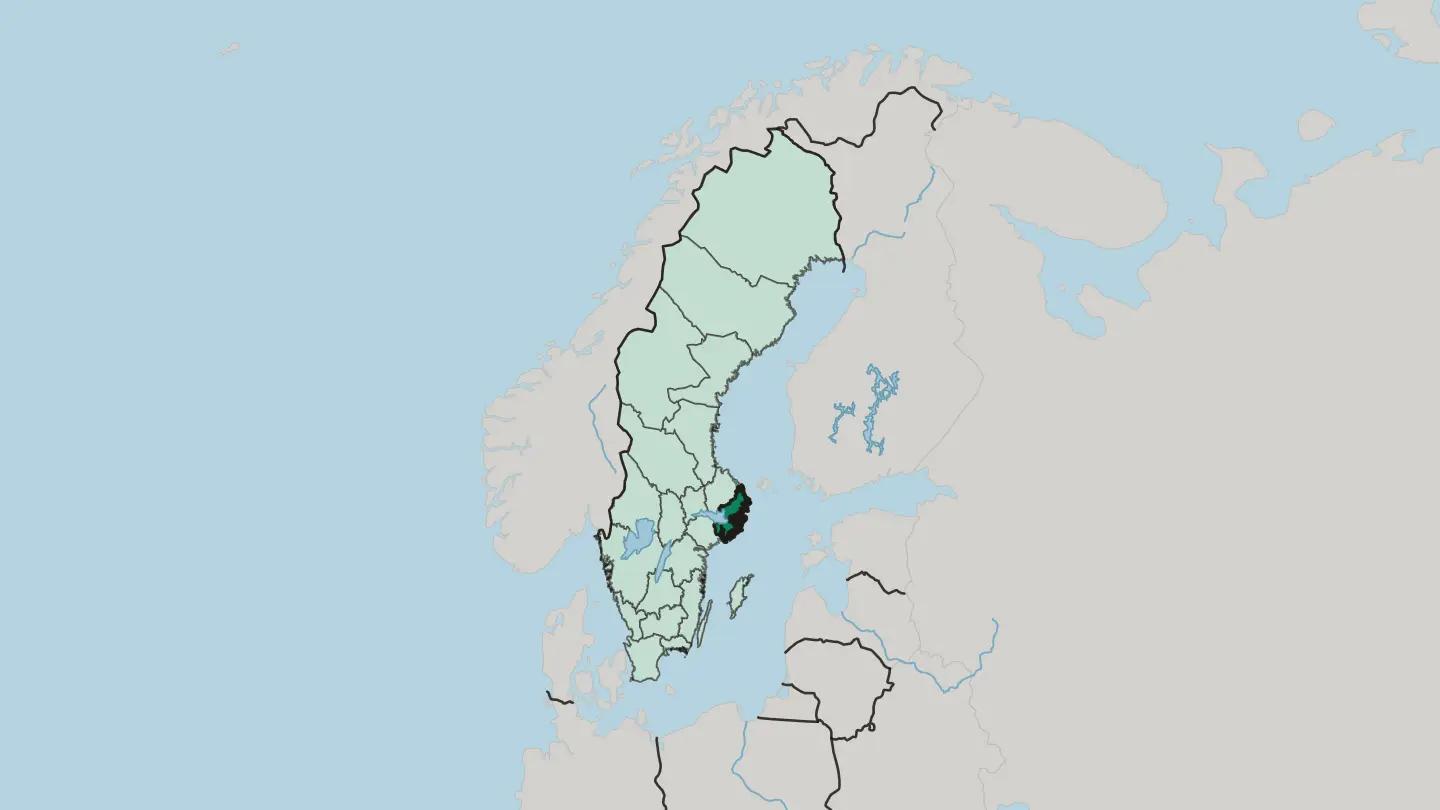 Map of Stockholm County in Sweden