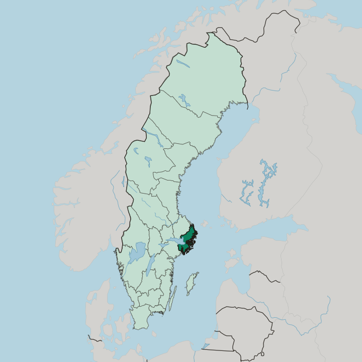 Map showing Stockholm County — In Sweden