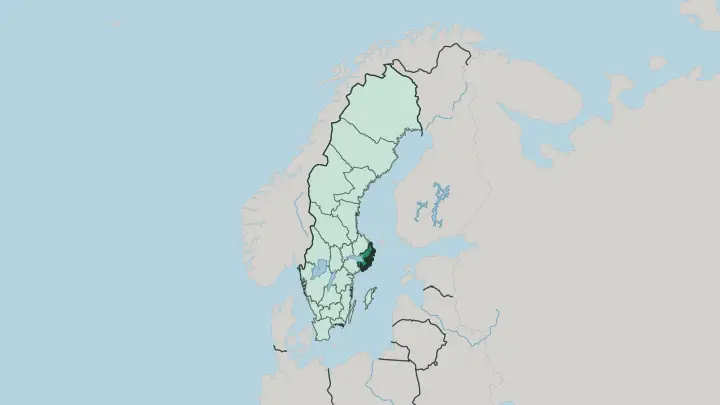 Map of Stockholm County in Sweden