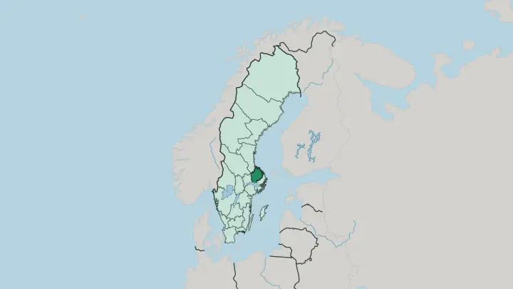 Map of Uppsala County in Sweden