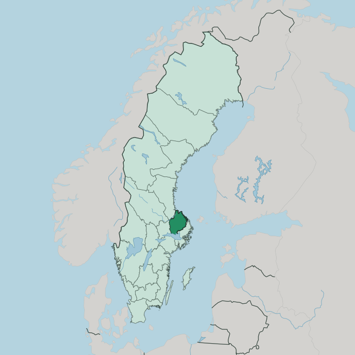 Map showing Uppsala County — In Sweden