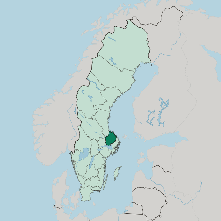 Map showing Uppsala County — In Sweden