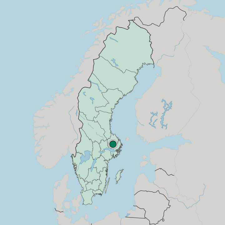Map showing Uppsala — In Sweden