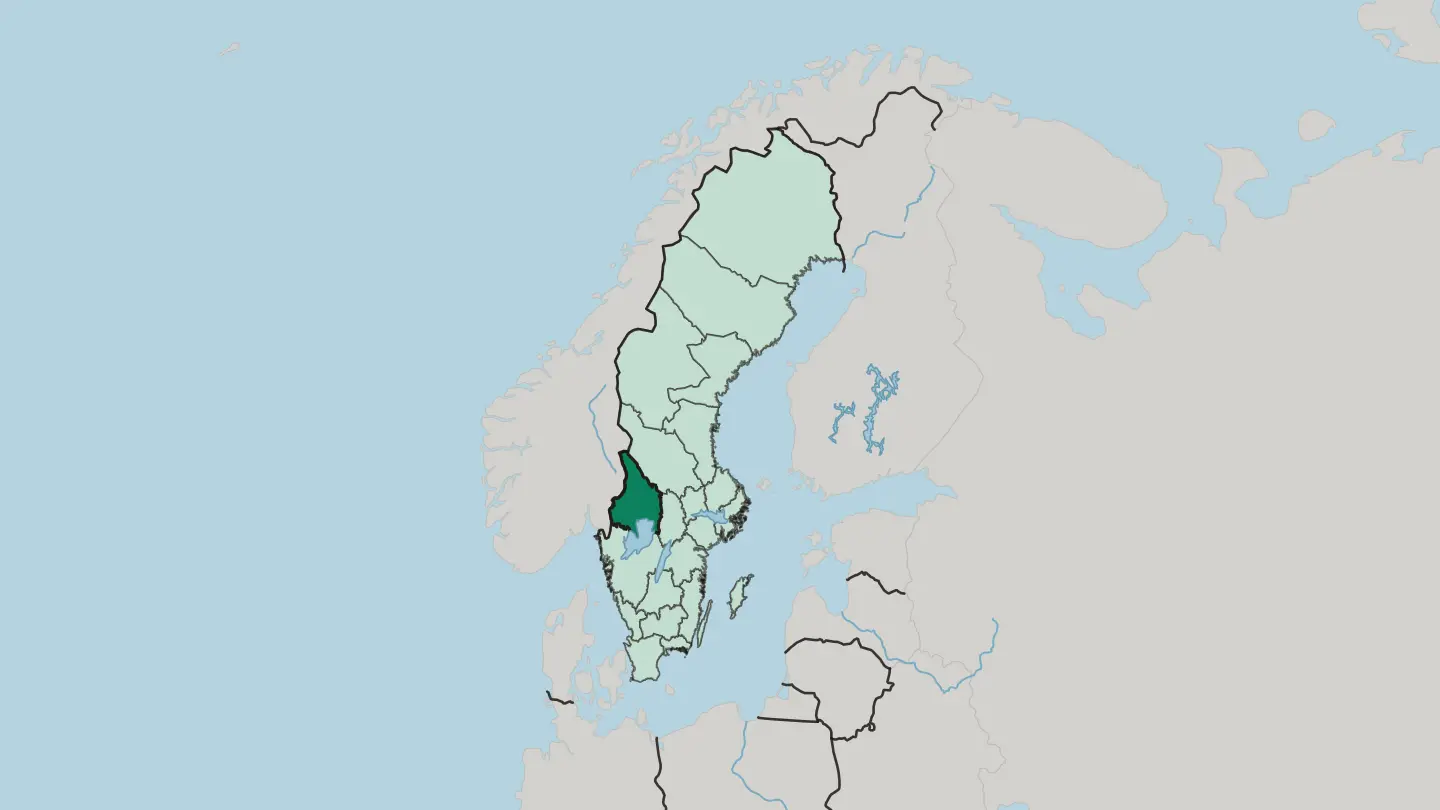 Map of Värmland County in Sweden