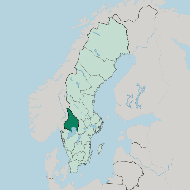 Map showing Värmland County — In Sweden
