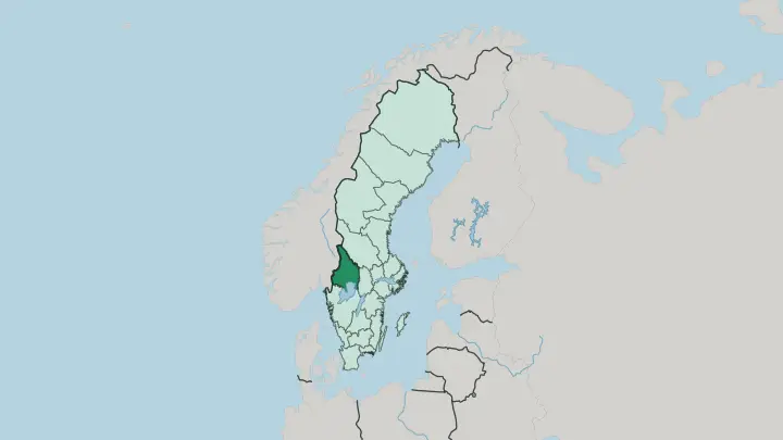 Map of Värmland County in Sweden