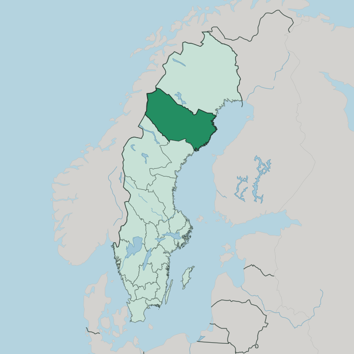 Map showing Västerbotten County — In Sweden