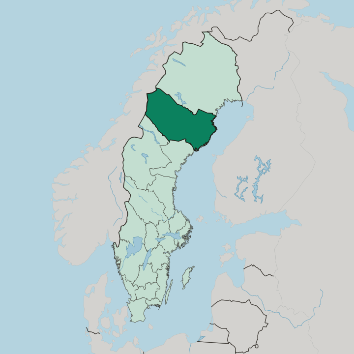 Map showing Västerbotten County — In Sweden