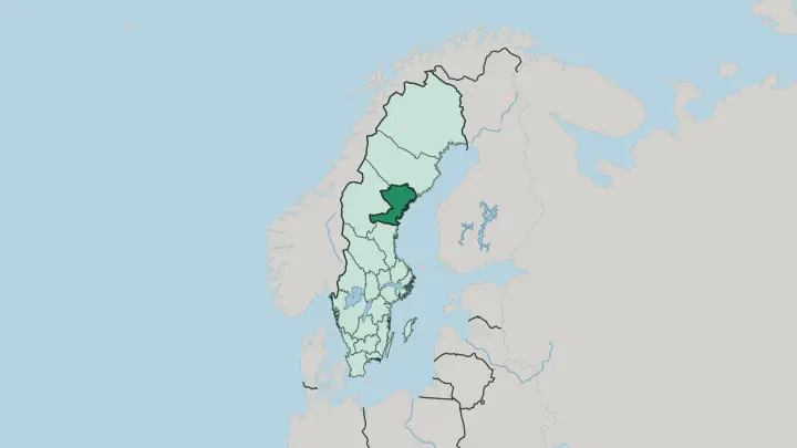 Map of Västernorrland County in Sweden