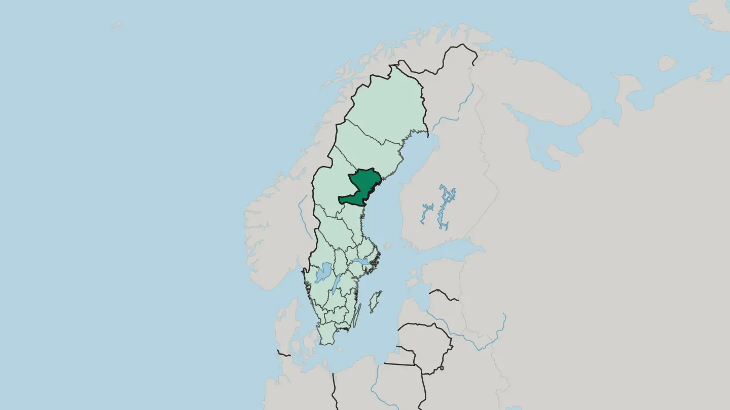 Map of Västernorrland County in Sweden