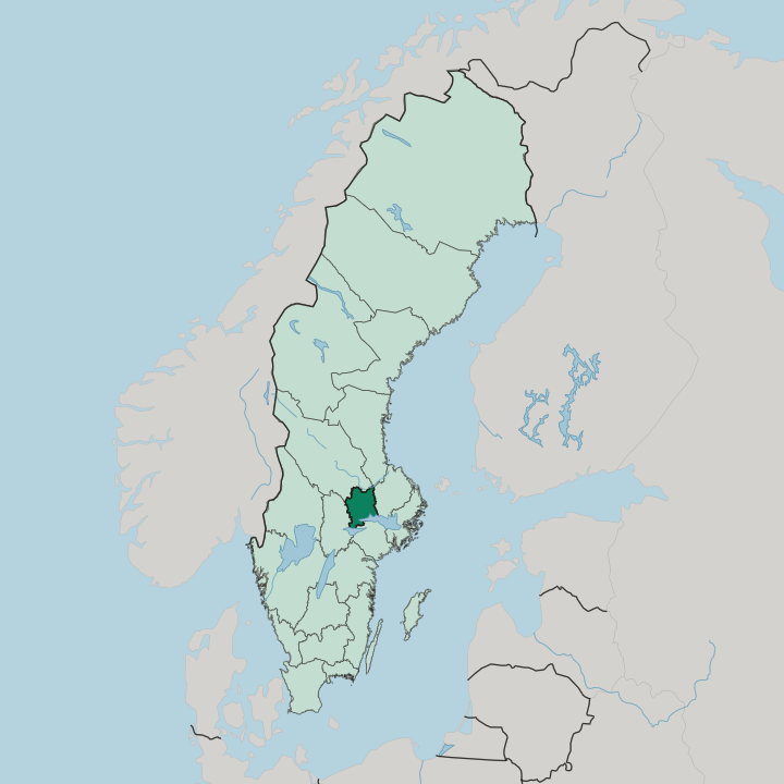 Map showing Västmanland County — In Sweden