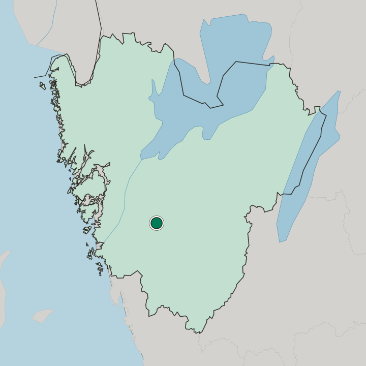 Map showing Alingsås — In Västra Götaland County