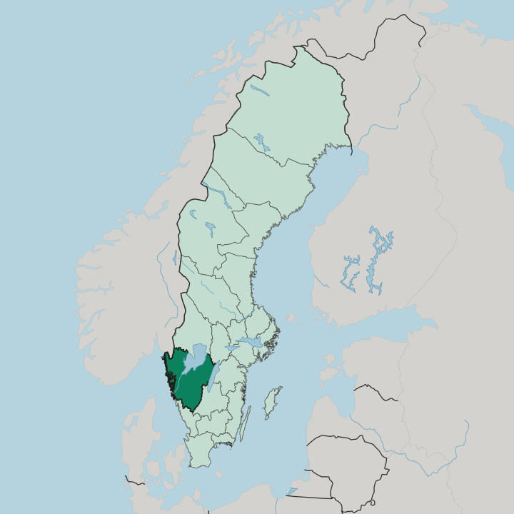 Map showing Västra Götaland County — In Sweden