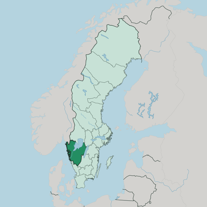 Map showing Västra Götaland County — In Sweden