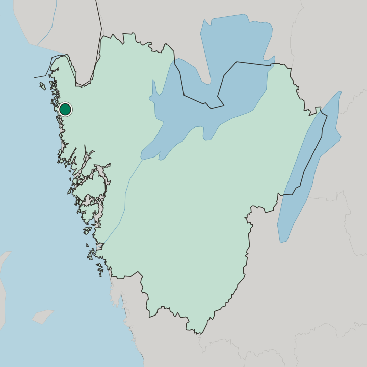 Map showing Tanumshede — In Västra Götaland County
