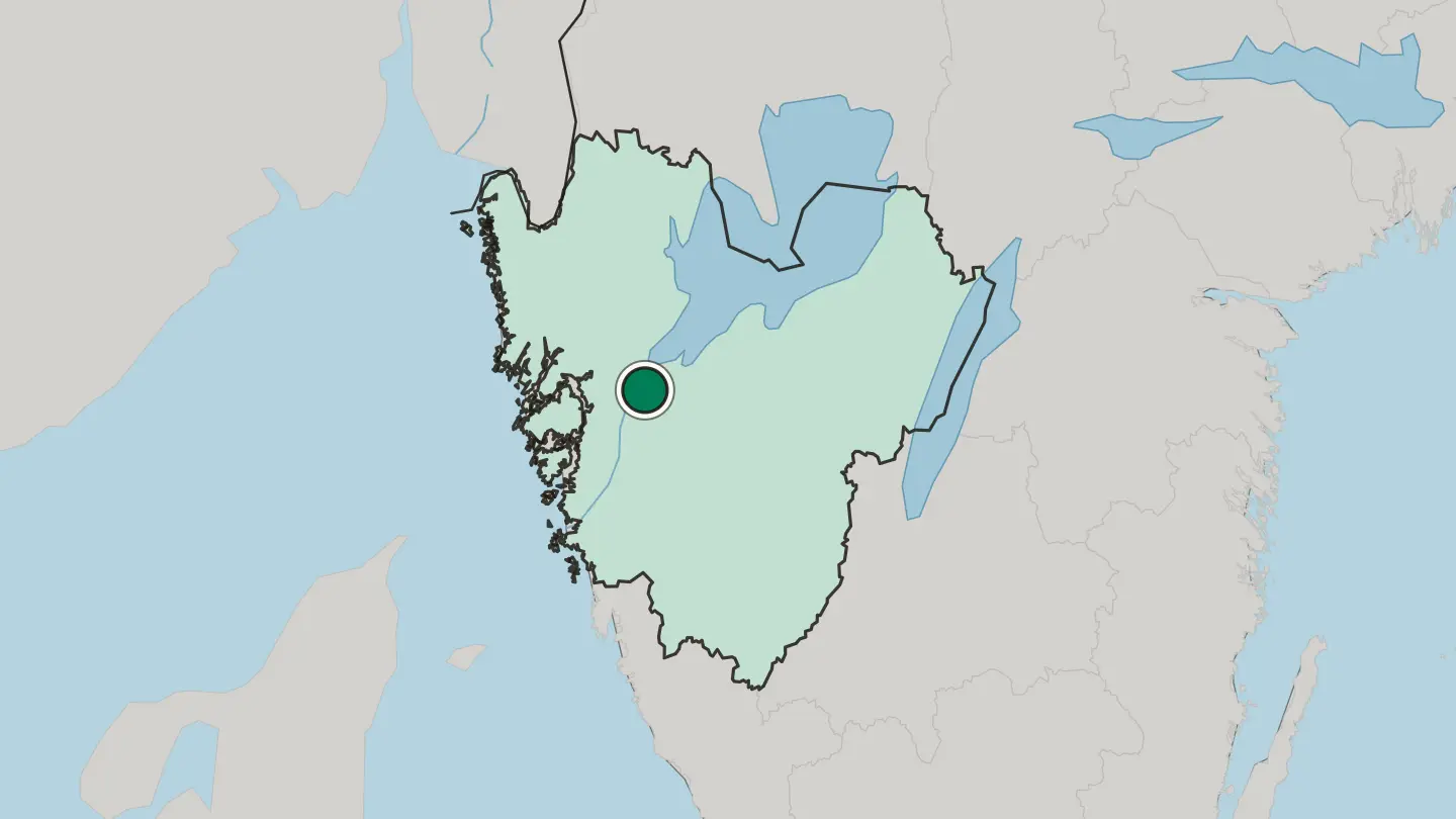 Map of Trollhättan in Sweden