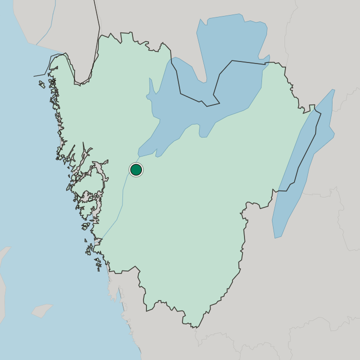 Map showing Trollhättan — In Västra Götaland County