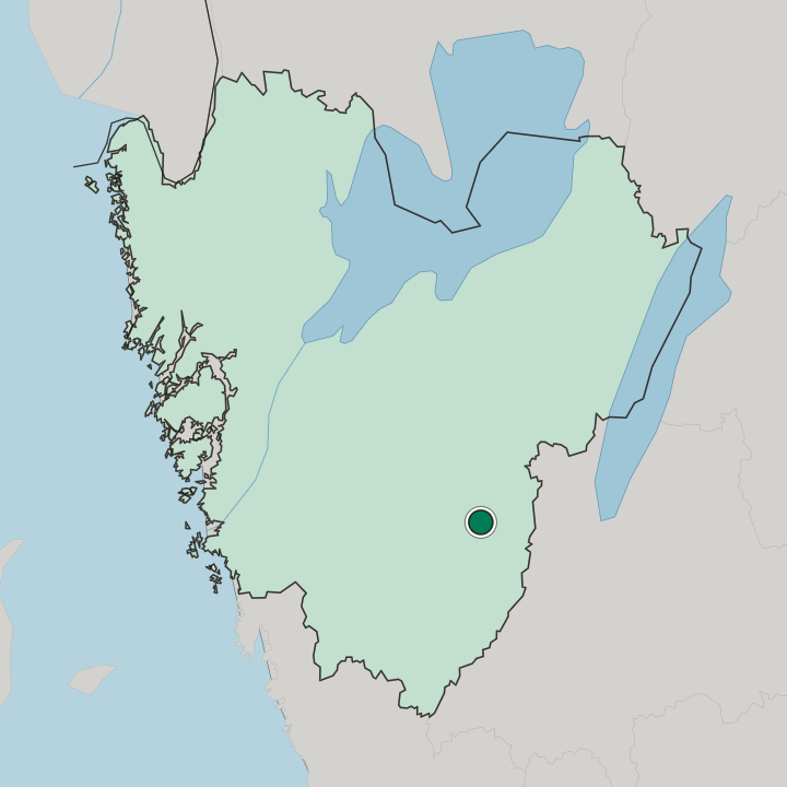 Map showing Ulricehamn — In Västra Götaland County