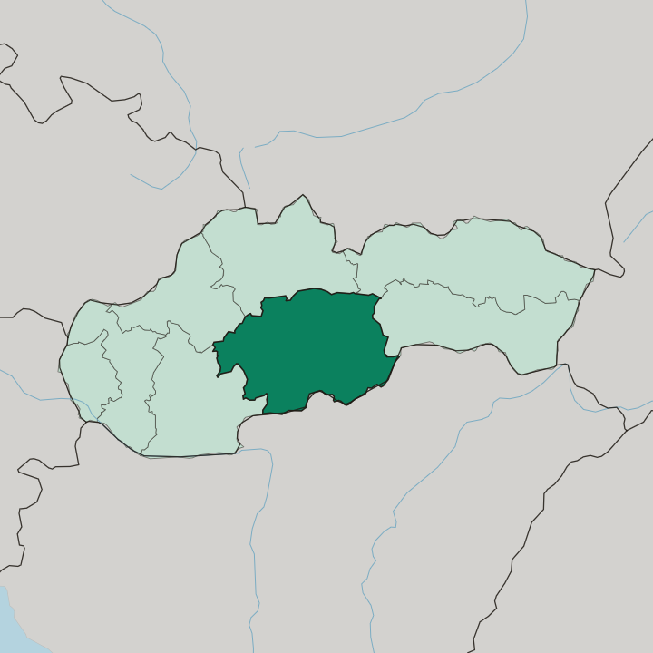 Map showing Banska Bystrica — In Slovakia