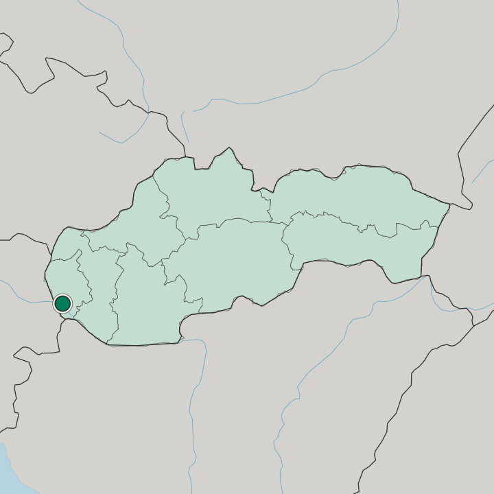 Map showing Rača — In Slovakia