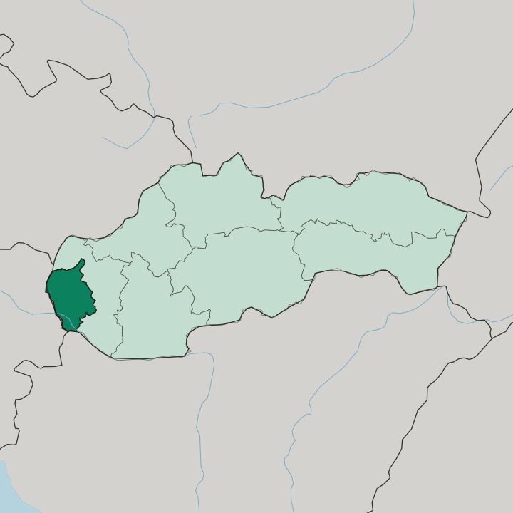 Map showing Bratislava — In Slovakia