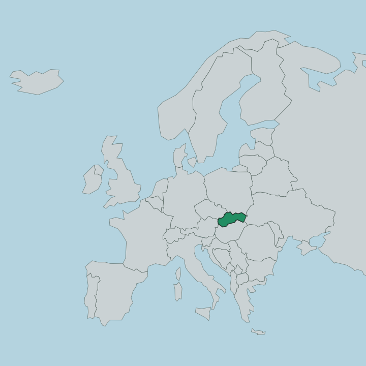 Map showing Slovakia — In Europe