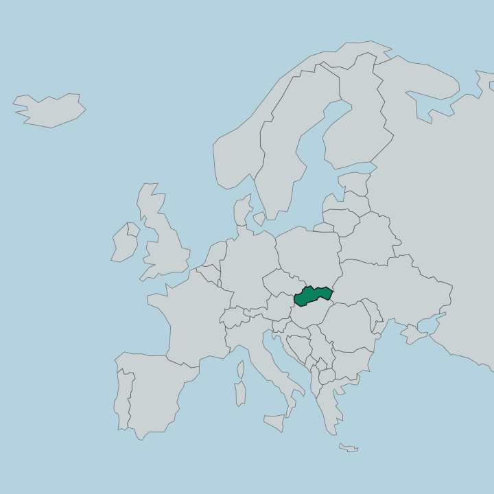 Map showing Slovakia — In Europe