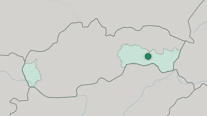 Map of Košice in Slovakia