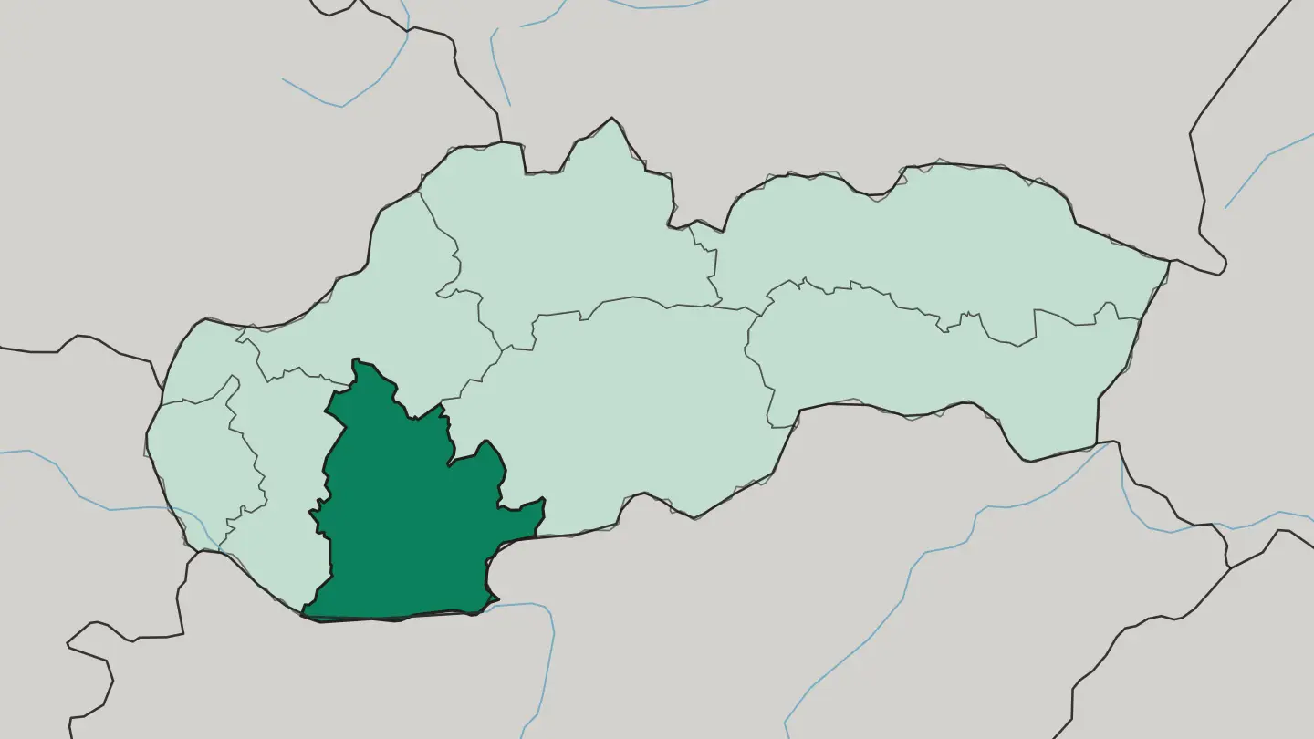 Map of Nitra in Slovakia