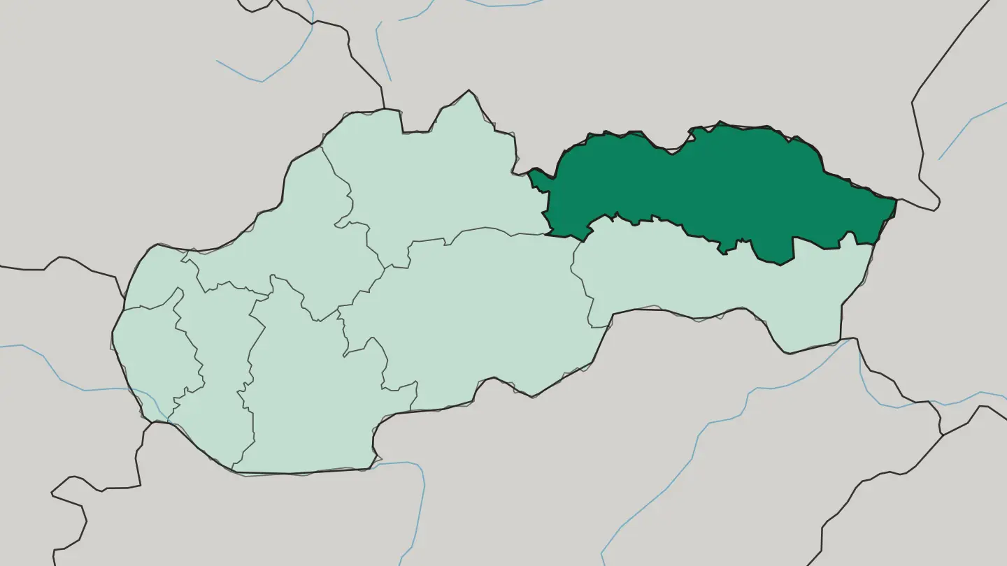 Map of Presov in Slovakia