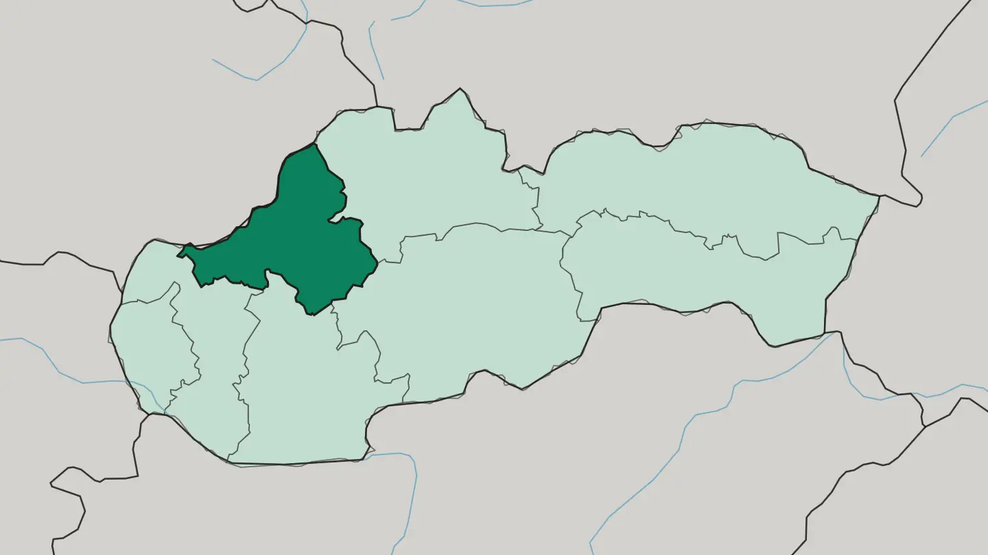 Map of Trencin in Slovakia
