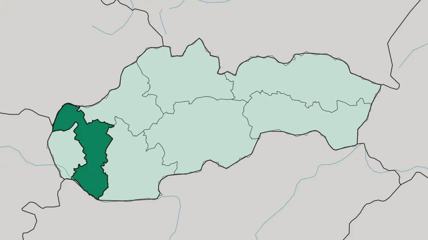 Map of Trnava in Slovakia