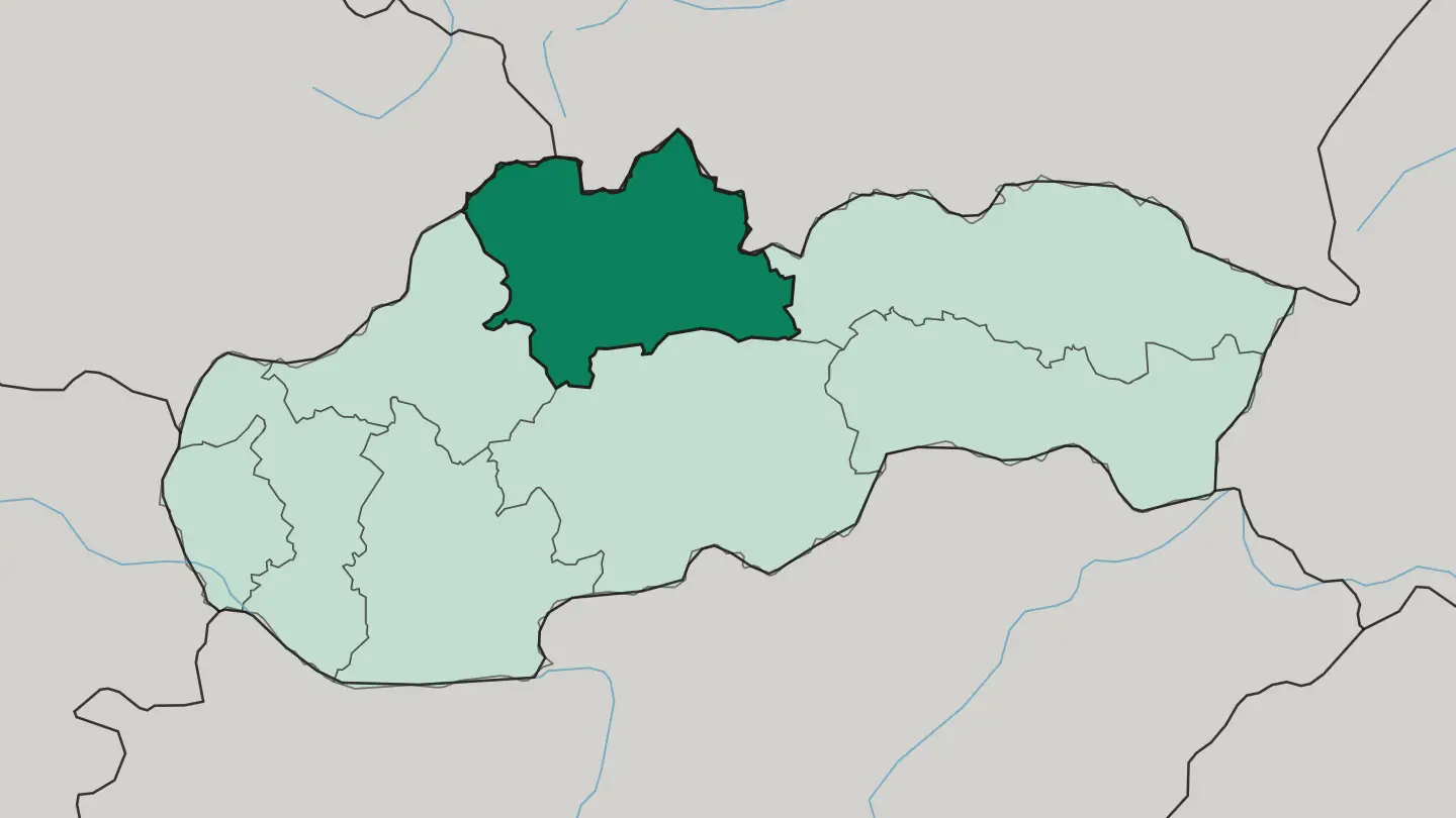 Map of Zilina in Slovakia