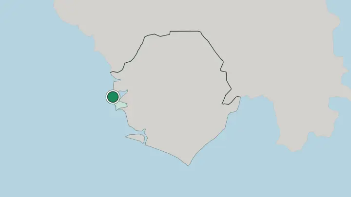 Map of Freetown in Sierra Leone
