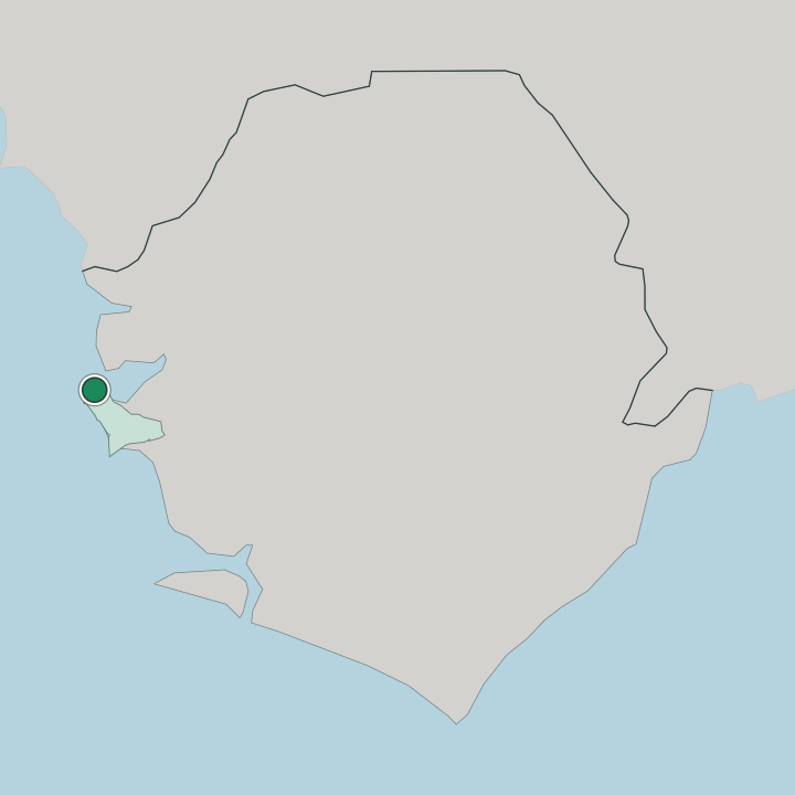 Map showing Freetown — In Sierra Leone