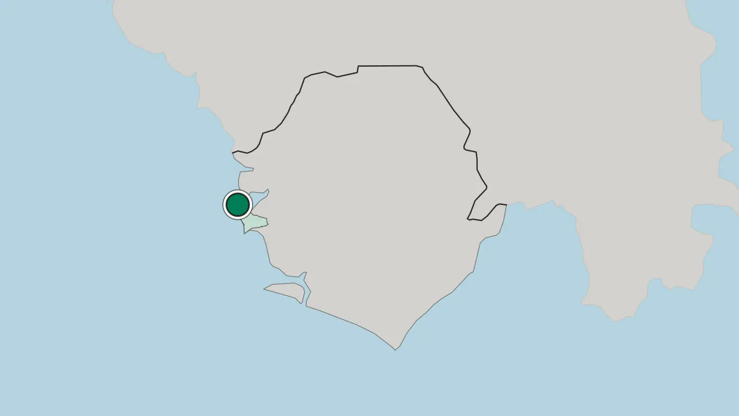 Map of Freetown in Sierra Leone