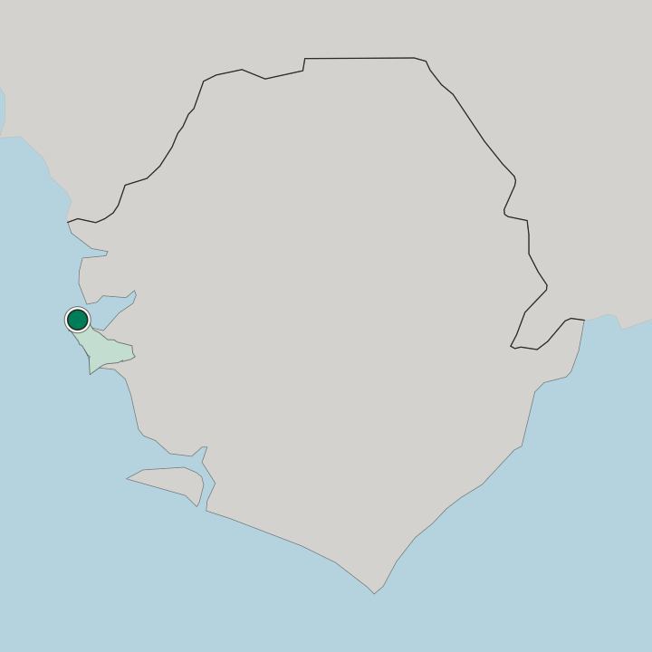 Map showing Freetown — In Sierra Leone