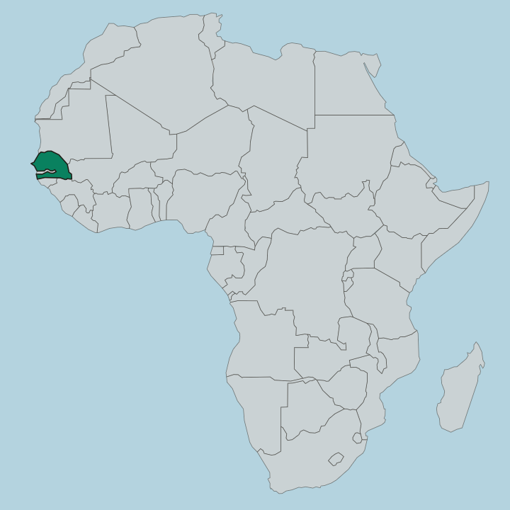 Map showing Senegal — In Africa