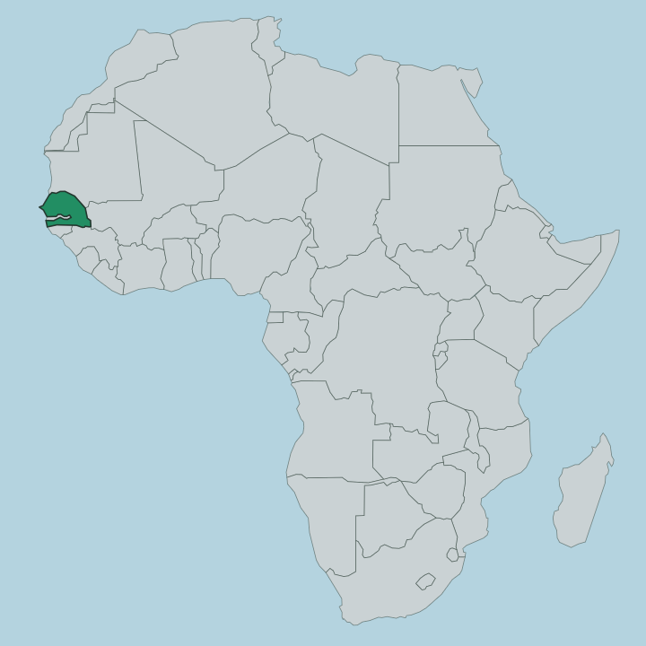 Map showing Senegal — In Africa