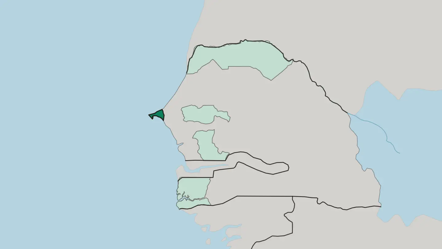 Map of Dakar in Senegal