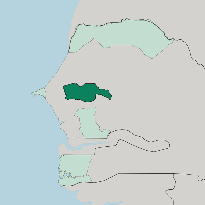 Map showing Diourbel — In Senegal