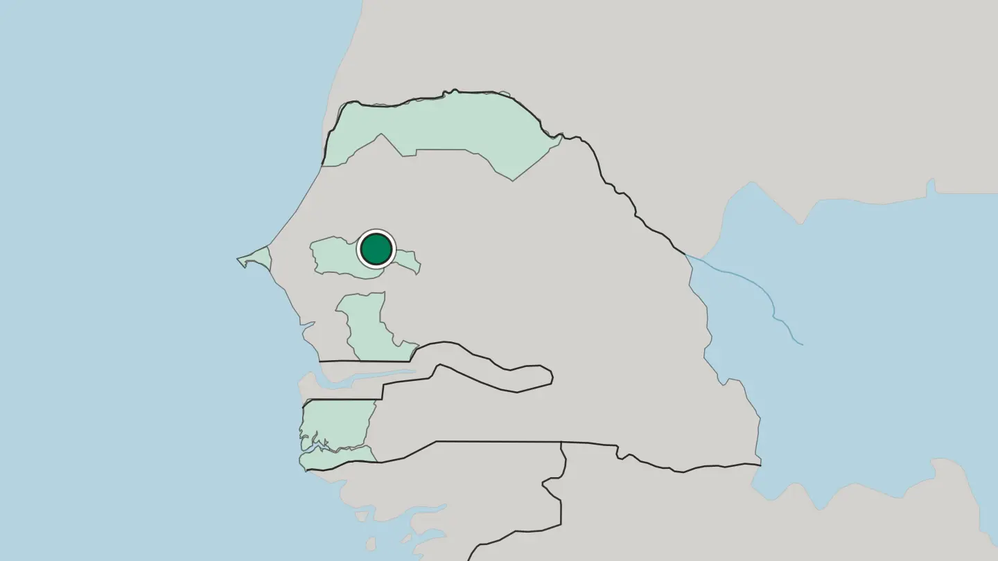 Map of Touba in Senegal