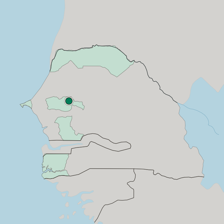 Map showing Touba — In Senegal