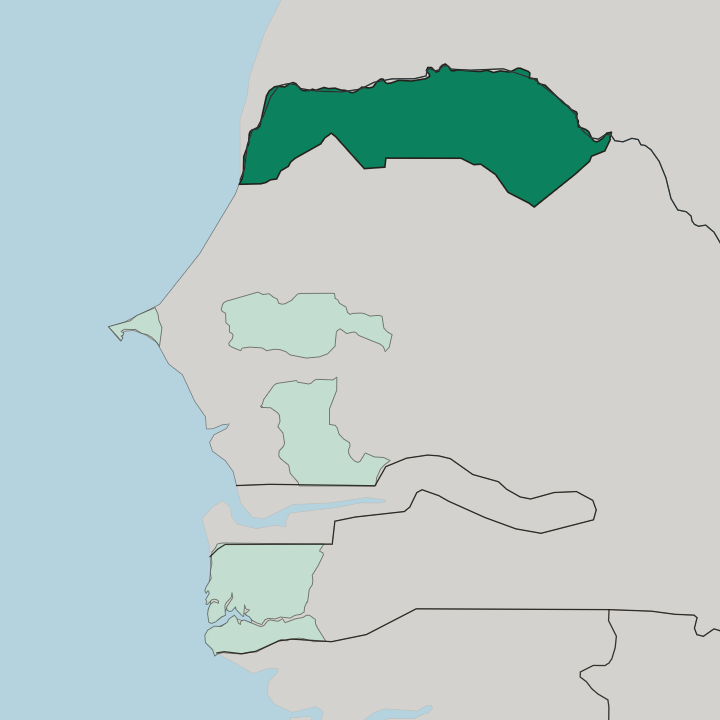 Map showing Saint-Louis — In Senegal
